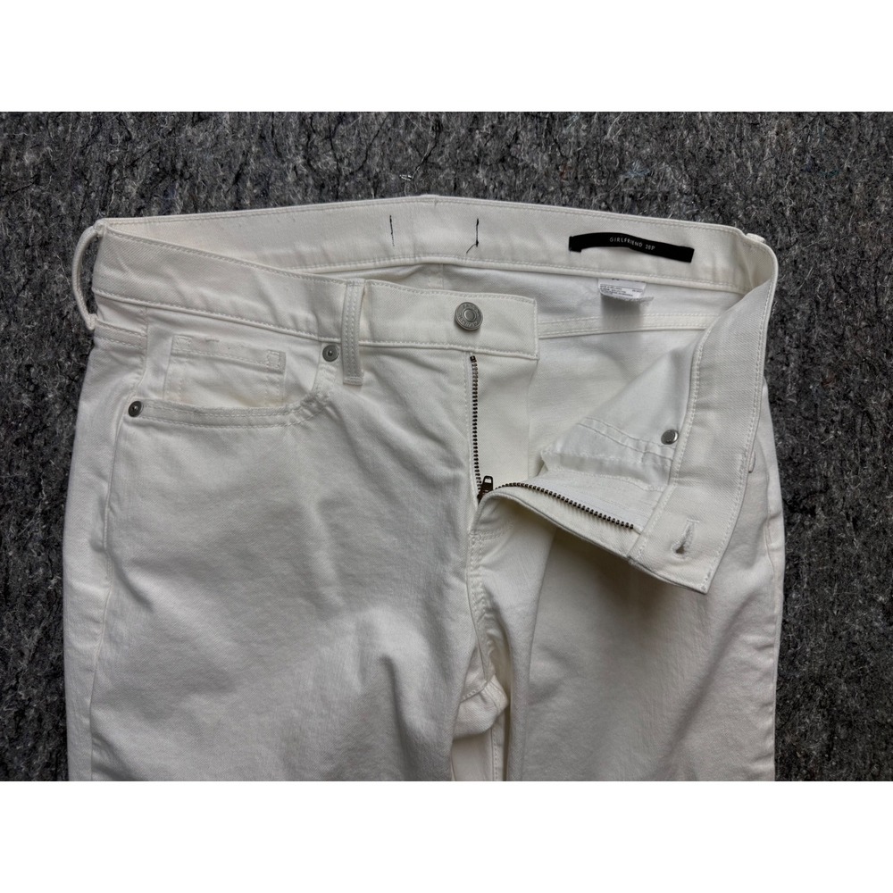 Gap Girlfriend Jeans White Raw Hem Stretch Denim Pants 28P Petite - Picture 8 of 11